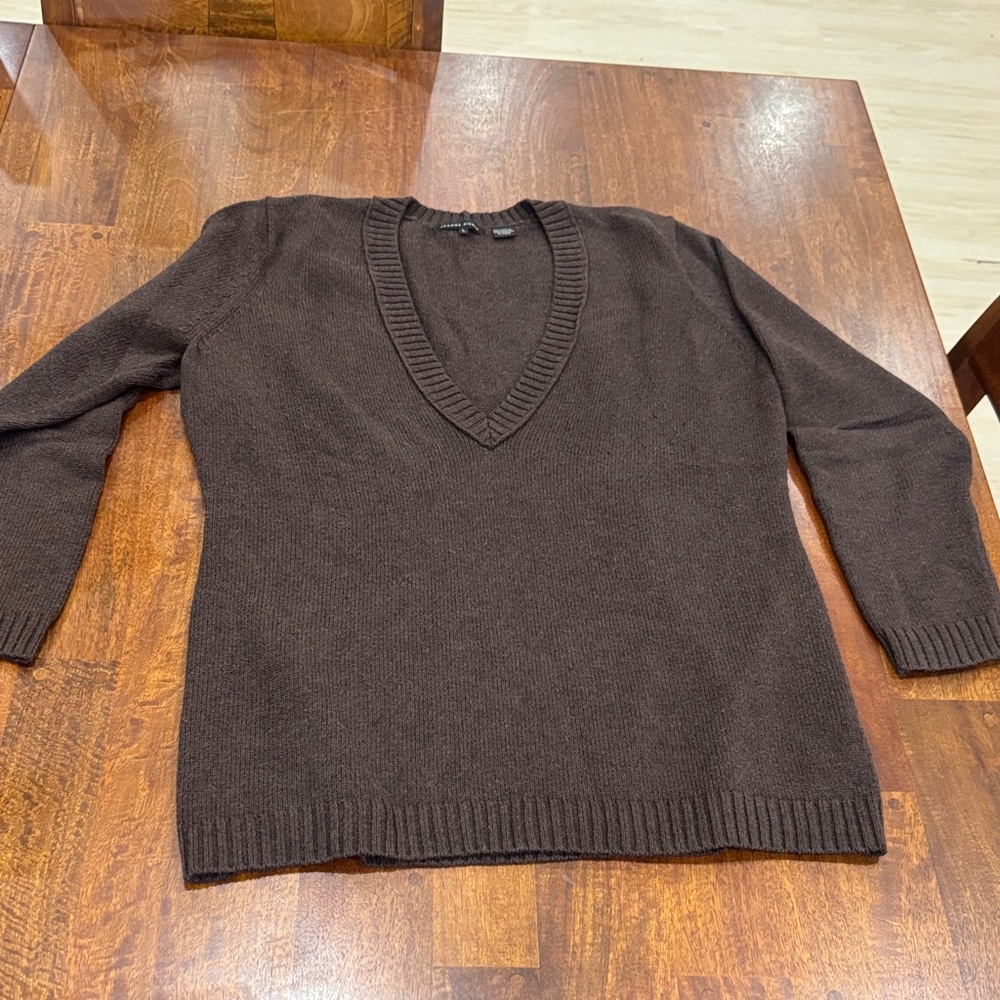 Jeanne Pierre Brown V-Neck Sweater